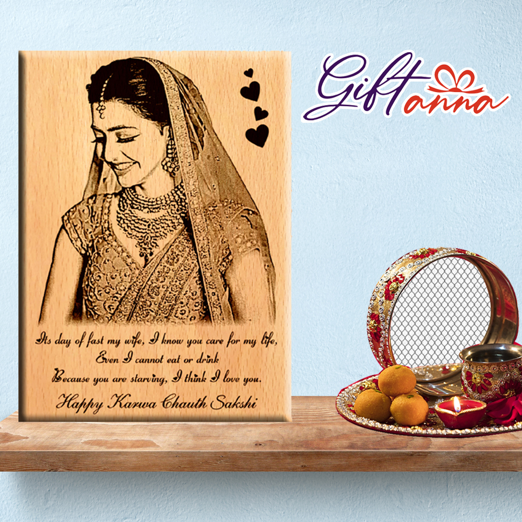 Giftanna Karwa chauth special engrave gift for wife (7x5 inches )