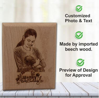 Best Birthday Present for Mom/Mummy/Ma Personalized Wooden Engraved Photo Frame