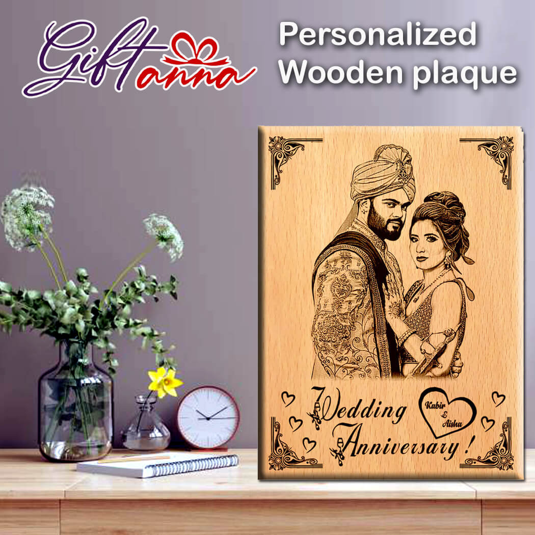 Giftanna Wedding anniversary special wooden plaque 