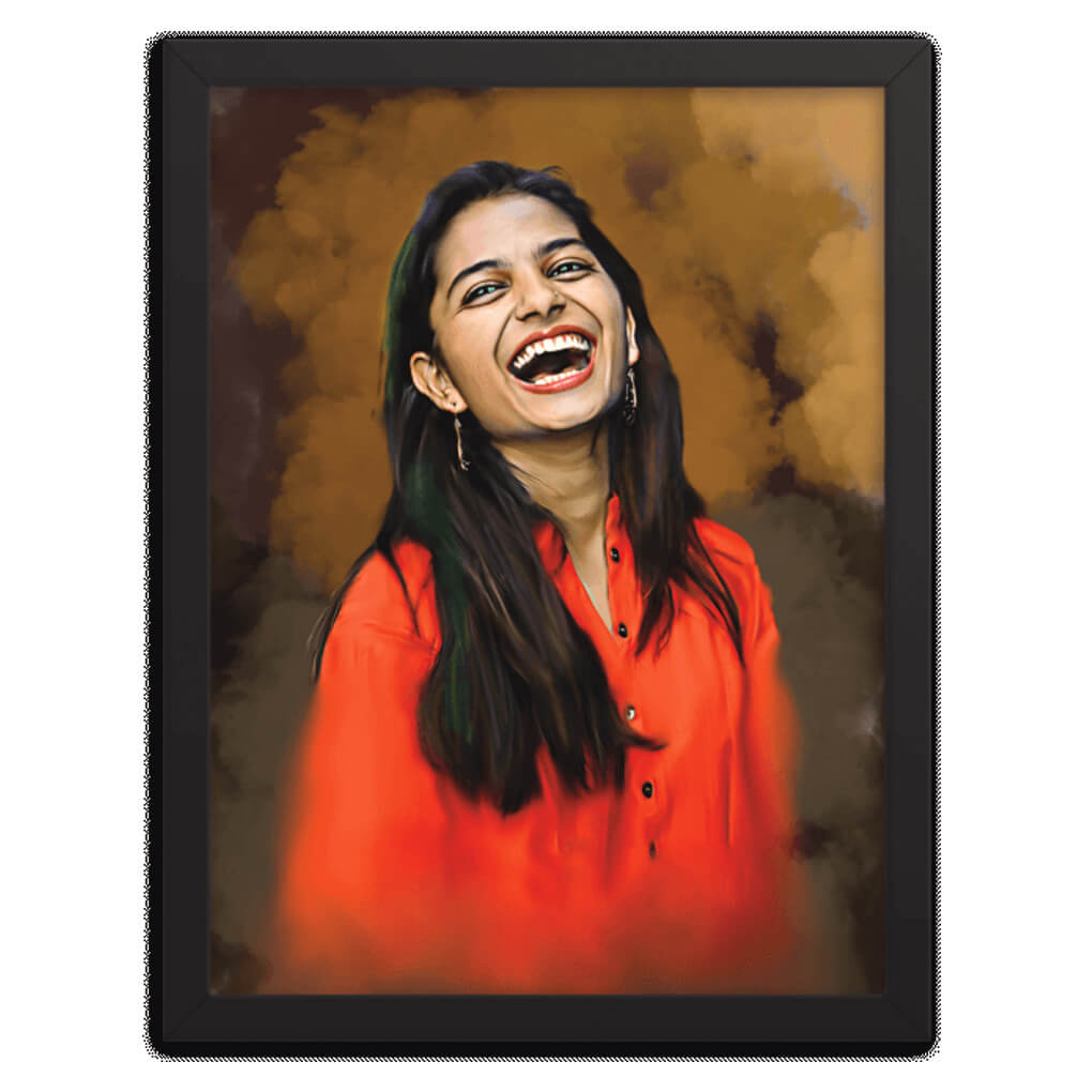 Personalized Unique Digital Oil Painting (One Person) Artwork for Gifts with Black Frame 