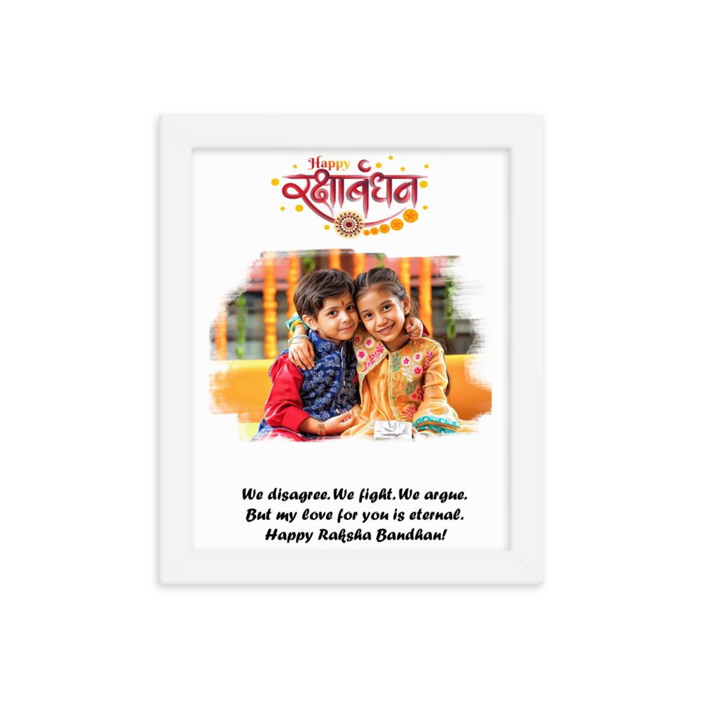 Giftanna Personalized Happy Raksha Bandhan Unique Artwork White Photo Frame I Brother or Sister Surprise Gift I Home Décor I (Raksha Bandhan - Hindi)