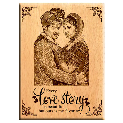 Wedding Anniversary Special Personalize Wooden Engraved Photo Plaque for him/her