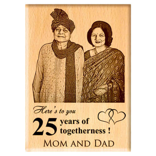 Giftanna Personalized Unique Wedding Anniversary/Just Married Gift - Wooden Engraved Photo Plaque/Frame