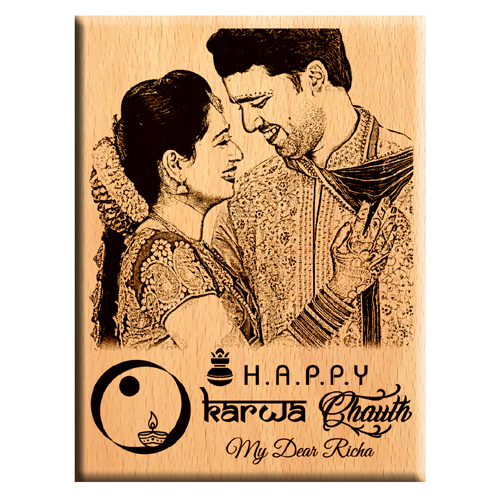 Karwachauth Special Engraved wooden gift 