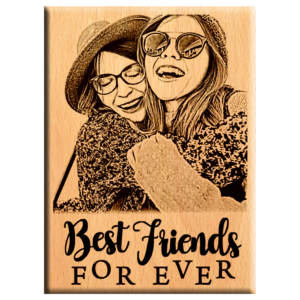 Giftanna Gift for Best Friend Wooden Engraved Photo Plaque 