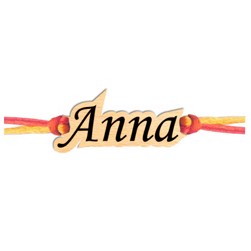 Giftanna 'Anna' Named Wooden Cut and Engraved Rakhi