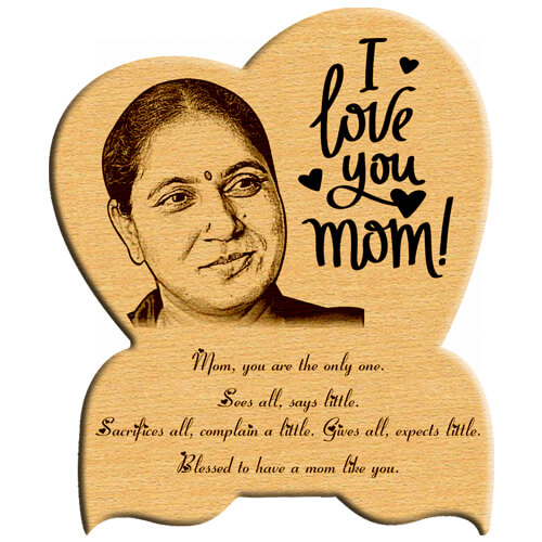 Mother's Day special heart shape Personalized Wooden Photo Plaque