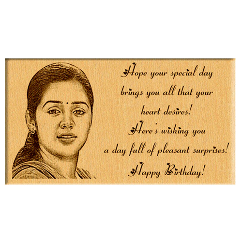Giftanna Happy Birthday Special Unique Gift - Engraved Wooden Photo Plaque