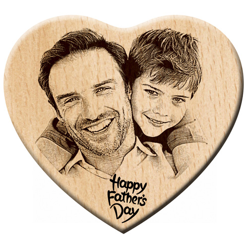 Special gift for Father's Day - Heart shape engraved photo plaque