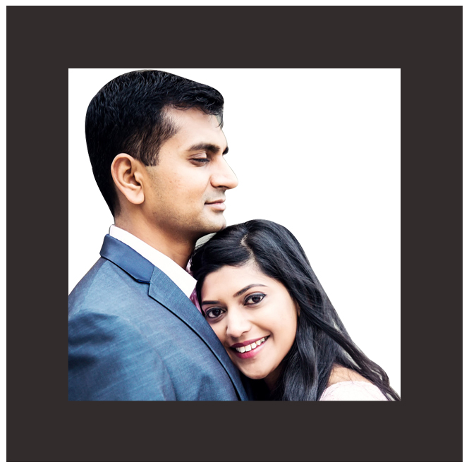 Karwachauth special couple gift ( Personalized ceramic tiles on wooden frame )