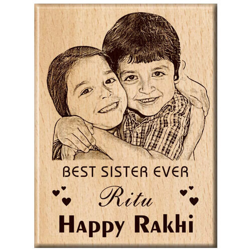Giftanna Personalised Wooden Engraved Photo Frame for Sisters
