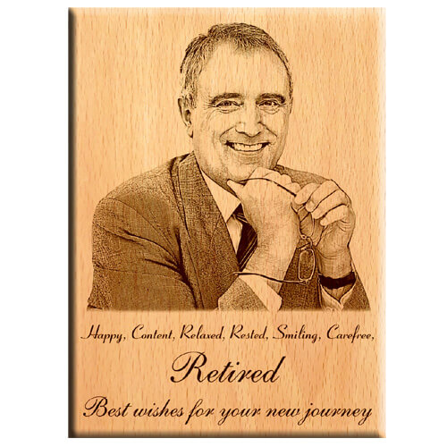 Unique Gift for Retirement | Wooden Engraved Photo Plaque | Photo Frame Gift with Message (9x7)